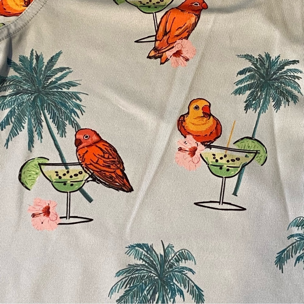 Waggle Men's Golf Polo Shirt Bird Tropical Drink All Over Print - Picture 3 of 7
